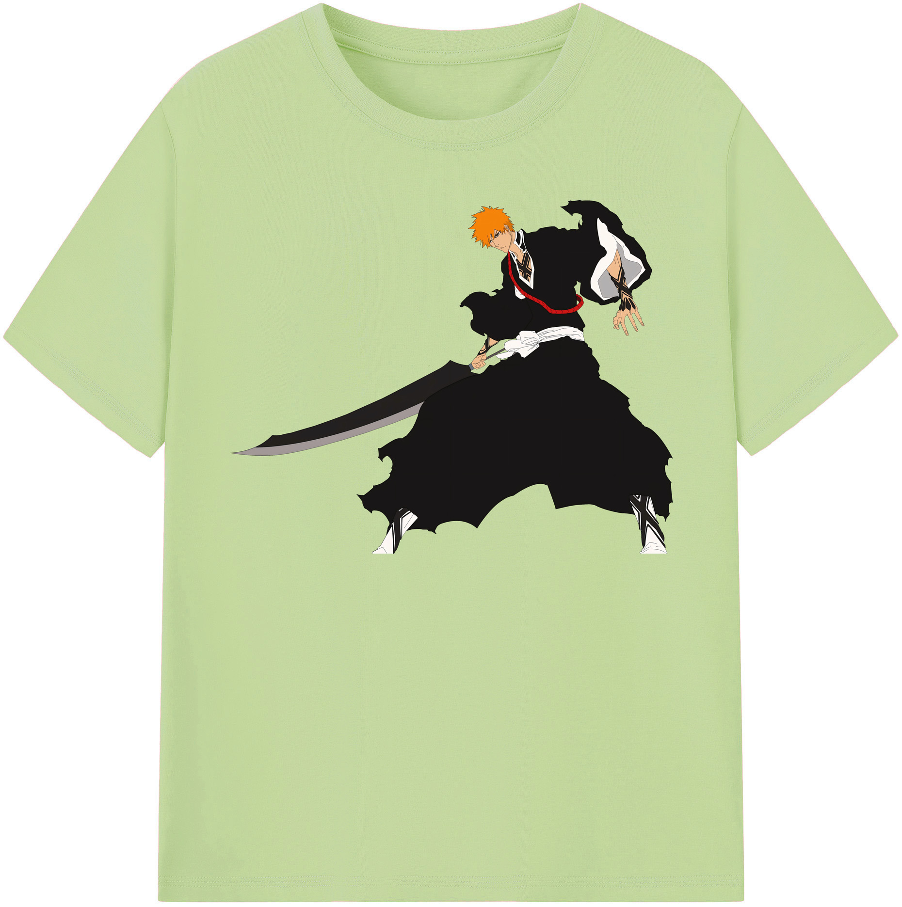 （画像用） ブリーチ 黒崎一護（くろさき いちご）BLEACH Kurosaki Ichigo 綿100％半袖Tシャツ（フロントプリント）